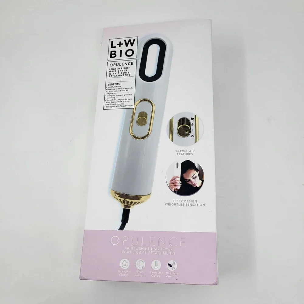 L+W BIO Opulence Lightweight Hair Dryer‎ 3 Comb Attachments